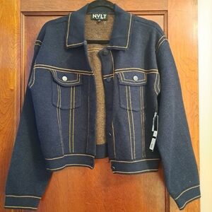 NVLT Dark Blue and Brown Knit Jacket